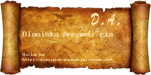 Dianiska Annamária névjegykártya